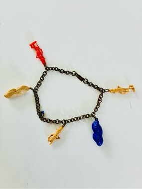 30’s Planters Mr. Peanut New York Worlds Fair Charm Bracelet DISTRESSED